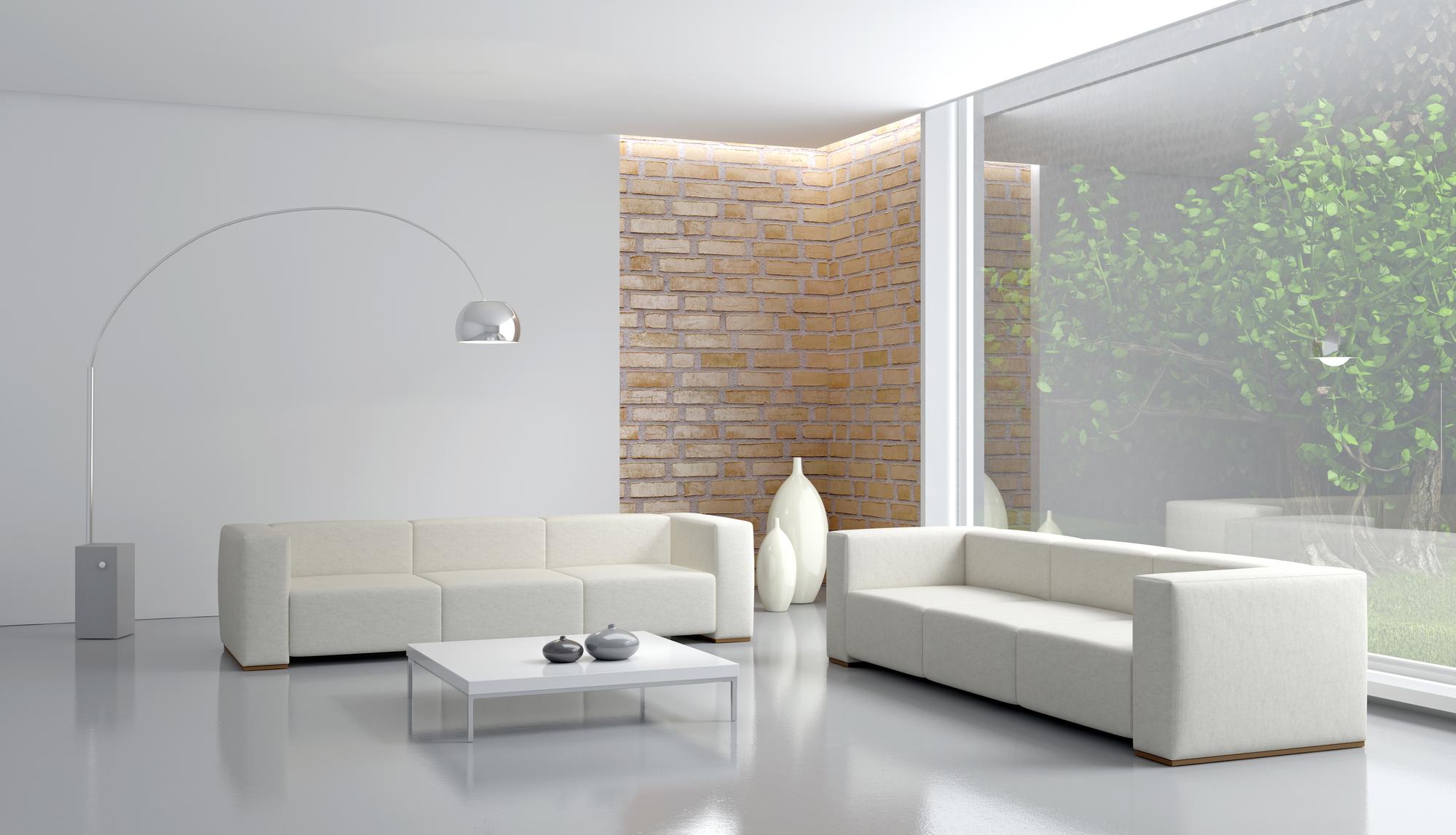 living modern cu lumină naturală și mobilier minimalist
